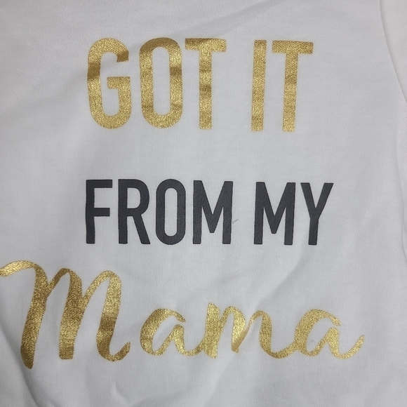 Toddler Girls 12 mo. Glitter Graphic T-Shirt White Gold Short Sleeve W/Bow NWT - Picture 2 of 5